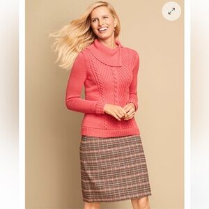 Talbots Wool Blend Brown and pink Plaid Skirt size 10 petite
